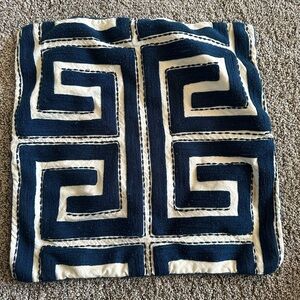 Pottery Barn Blue and Cream Maze Pillow Cover - Potterybarn